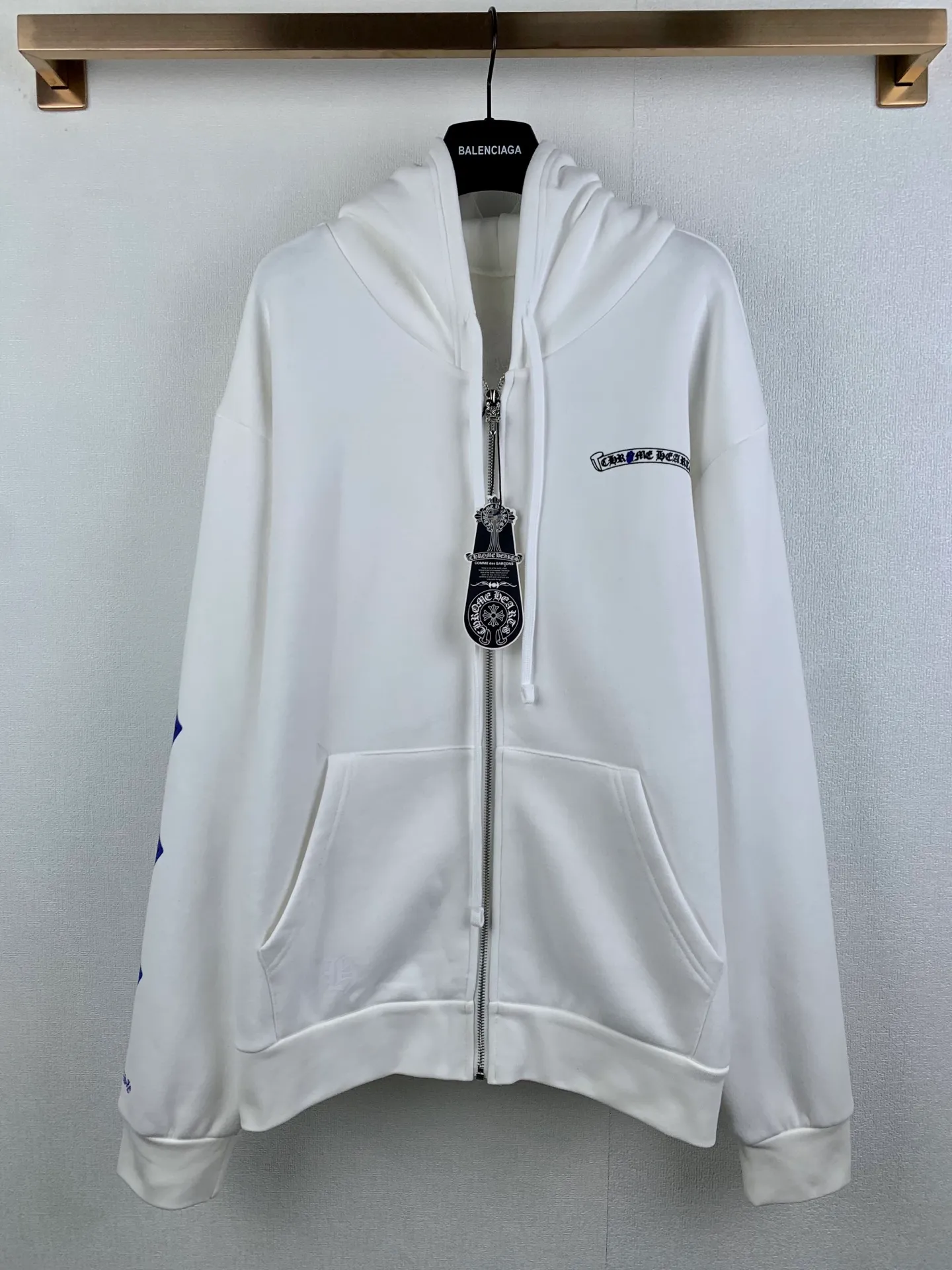 P470 Chrome Hearts hooded glue-printed sweatshirt jacket 380g cotton fleece sweatshirt material, 420g 1*1 matching high-end fashion brand rib fabric fermentation washing, glue printing, customized 1:1 hood rope, customized 1:1 zipper, customized 1:1 trademark, loose fit Size: S M L XL